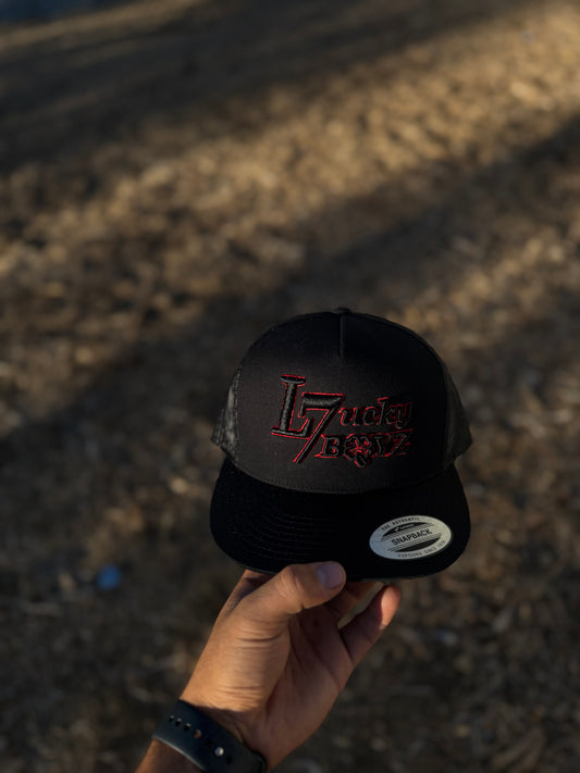 Black Lucky 7 Boyz cap with Red outline