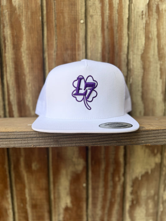 White cap purple L7 logo