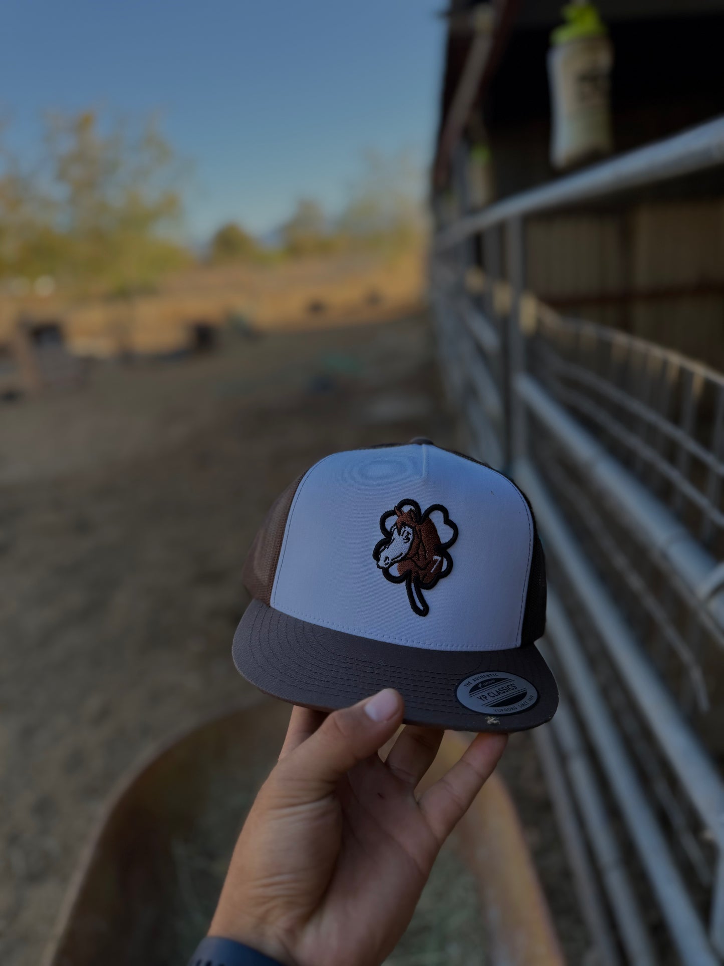 Brown Lucky 7 Hat With Black Clover