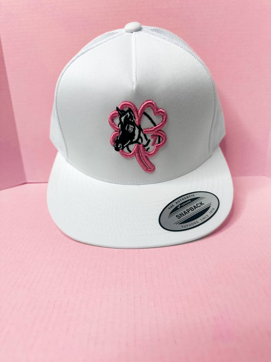 Lucky 7 Pink Clover White Hat